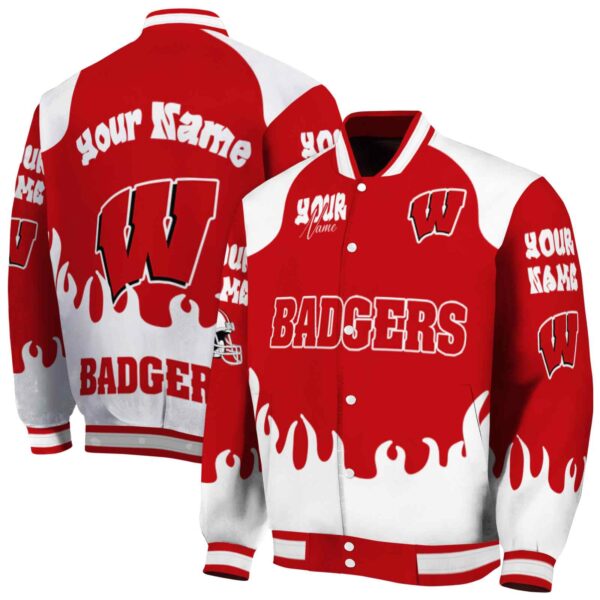 custom wisconsin badgers fire graphic red jacket fashion forward