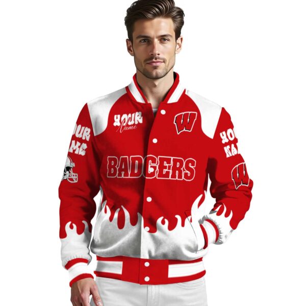 custom wisconsin badgers fire graphic red jacket high quality