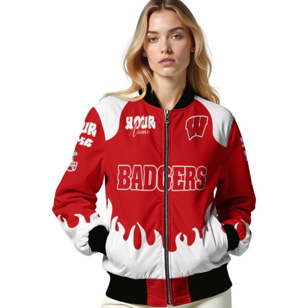 custom wisconsin badgers fire graphic red jacket latest model