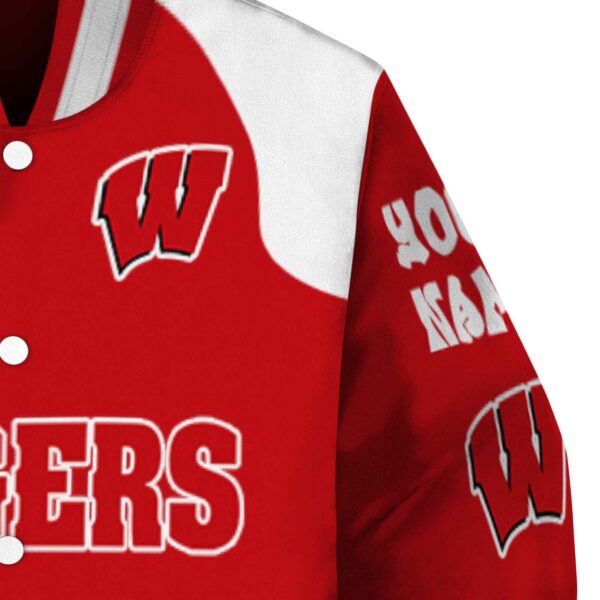 custom wisconsin badgers fire graphic red jacket premium grade