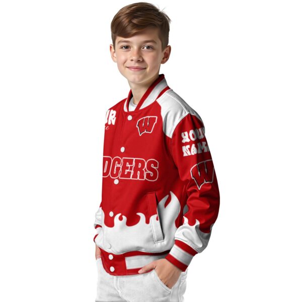 custom wisconsin badgers fire graphic red jacket trendy