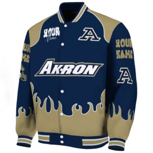 customized akron zips fire graphic blue jacket best selling