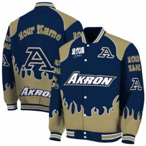 customized akron zips fire graphic blue jacket fashion forward