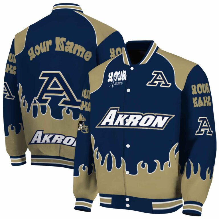 customized akron zips fire graphic blue jacket fashion forward