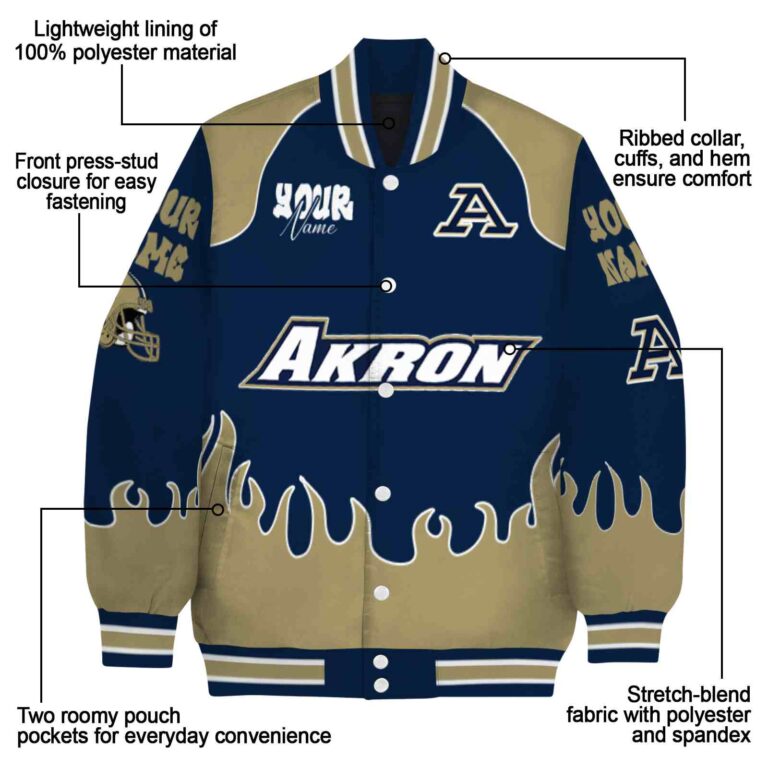 customized akron zips fire graphic blue jacket new arrival