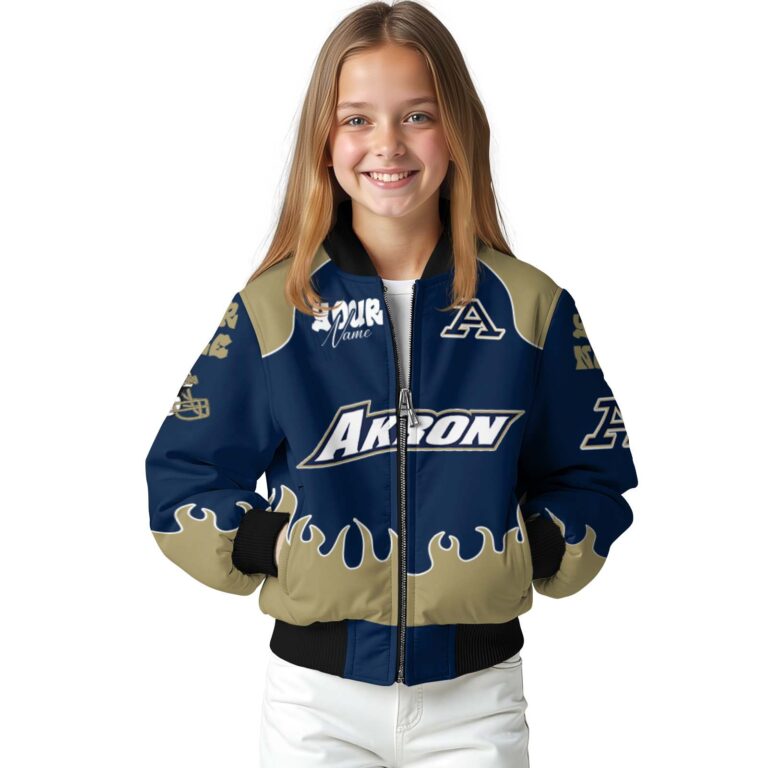 customized akron zips fire graphic blue jacket top rated