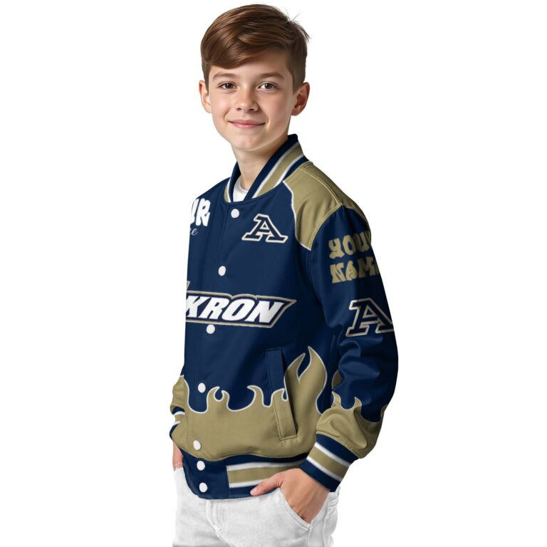customized akron zips fire graphic blue jacket trendy