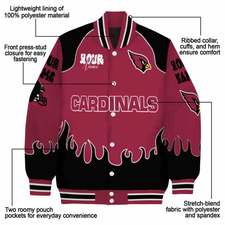 customized arizona cardinals fire graphic red jacket new arrival
