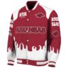 customized arkansas razorbacks fire graphic red jacket best selling
