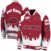 customized arkansas razorbacks fire graphic red jacket fashion forward
