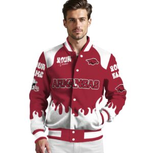 customized arkansas razorbacks fire graphic red jacket high quality