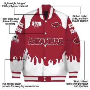 customized arkansas razorbacks fire graphic red jacket new arrival