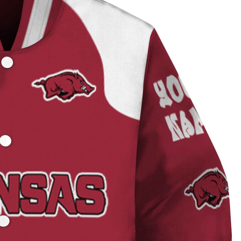 customized arkansas razorbacks fire graphic red jacket premium grade