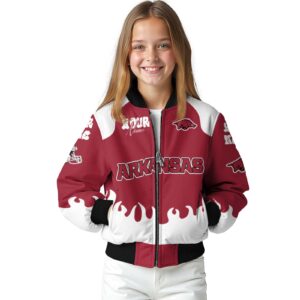 customized arkansas razorbacks fire graphic red jacket top rated