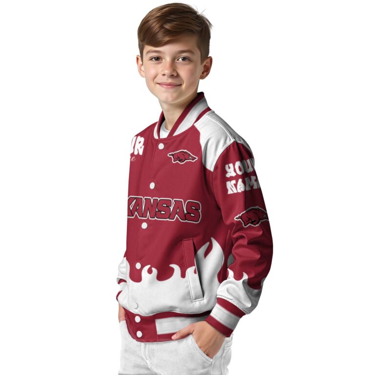 customized arkansas razorbacks fire graphic red jacket trendy