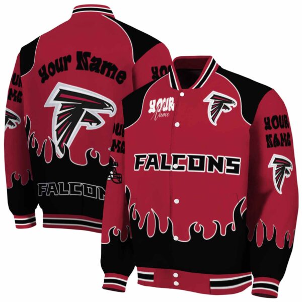 customized atlanta falcons fire graphic red jacket fashion forward