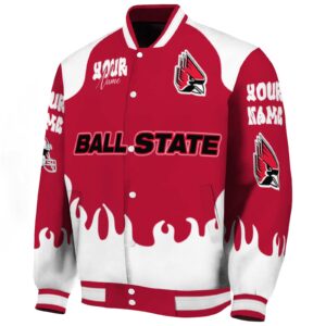 customized ball state cardinals fire graphic red jacket best selling