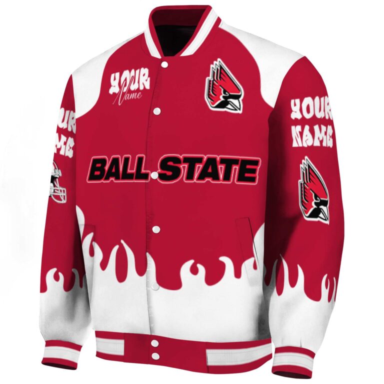 customized ball state cardinals fire graphic red jacket best selling