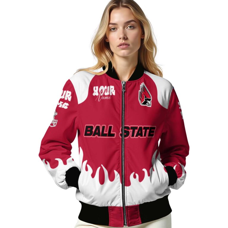 customized ball state cardinals fire graphic red jacket latest model