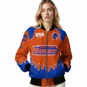 customized boise state broncos fire graphic orange jacket latest model