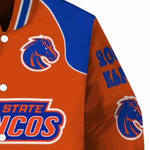 customized boise state broncos fire graphic orange jacket premium grade