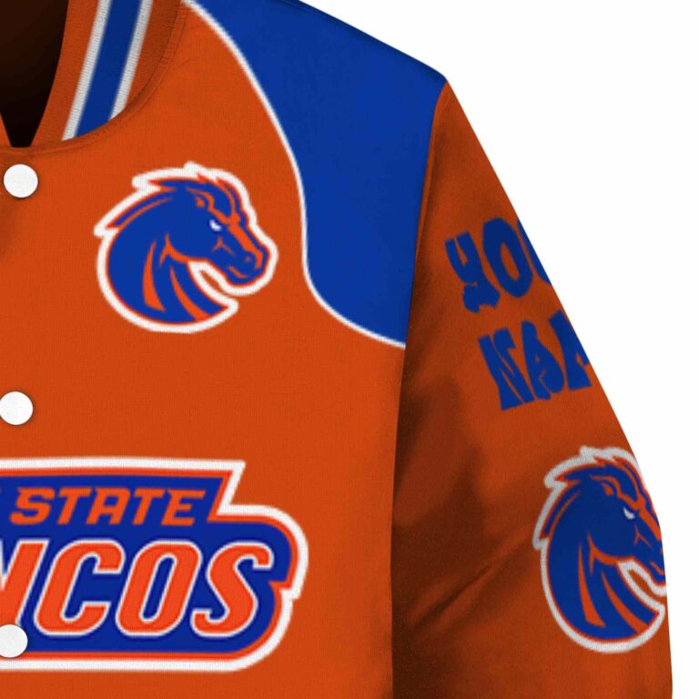 customized boise state broncos fire graphic orange jacket premium grade