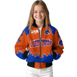 customized boise state broncos fire graphic orange jacket top rated