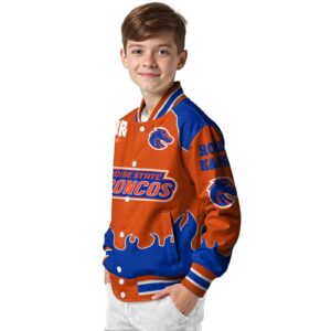 customized boise state broncos fire graphic orange jacket trendy