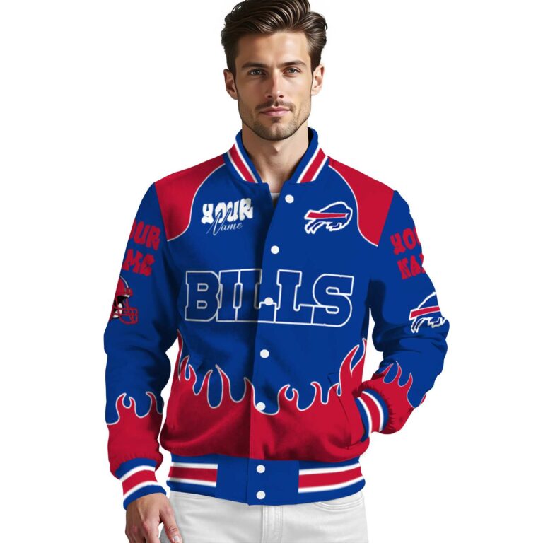 customized buffalo bills fire graphic blue jacket high quality