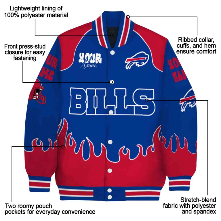 customized buffalo bills fire graphic blue jacket new arrival