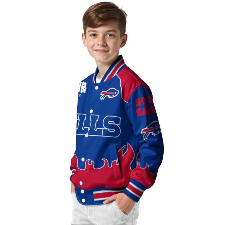 customized buffalo bills fire graphic blue jacket trendy