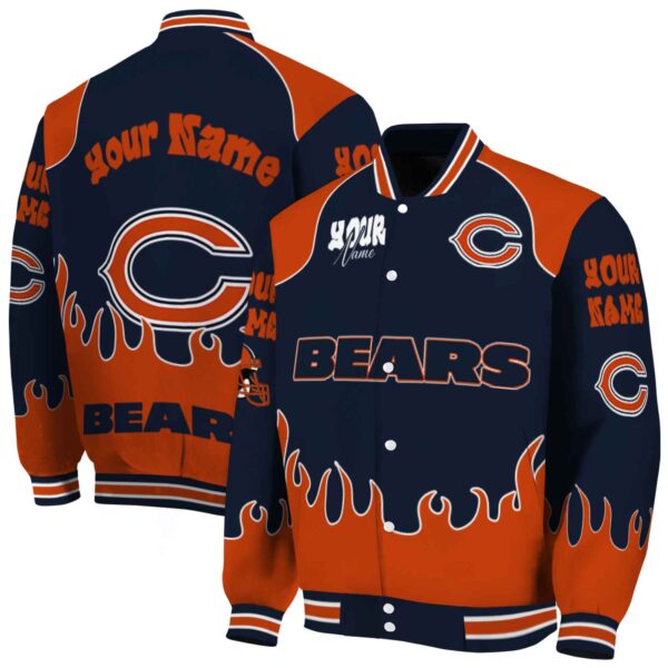 customized chicago bears fire graphic blue jacket fashion forward