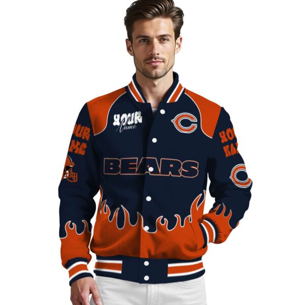 customized chicago bears fire graphic blue jacket high quality