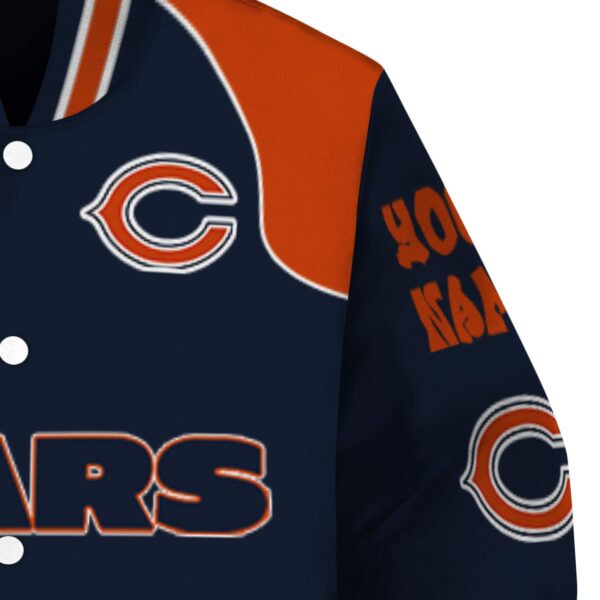 customized chicago bears fire graphic blue jacket premium grade