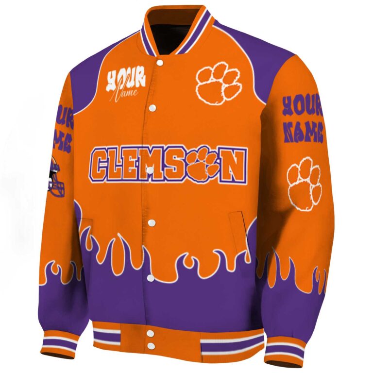 customized clemson tigers fire graphic orange jacket best selling