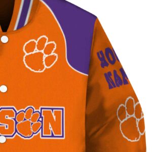 customized clemson tigers fire graphic orange jacket premium grade