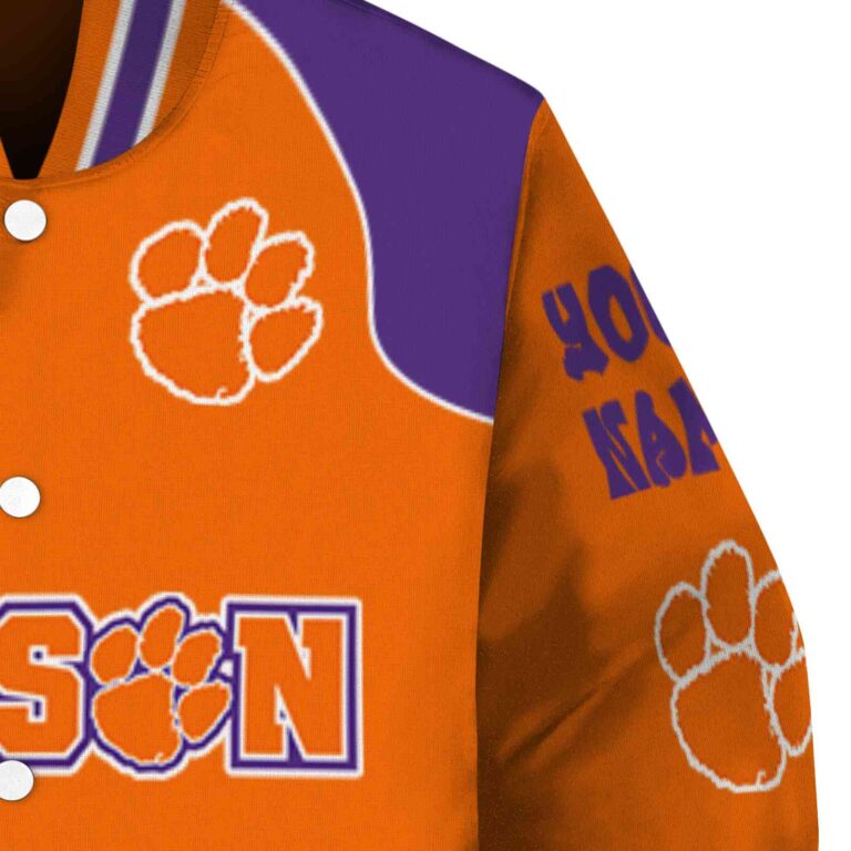 customized clemson tigers fire graphic orange jacket premium grade