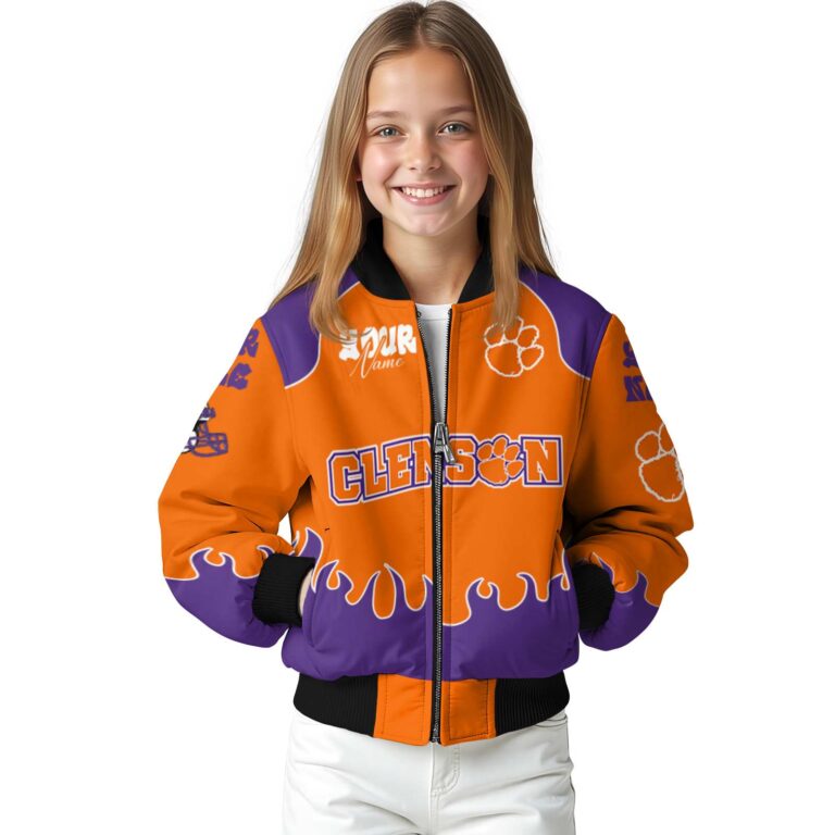 customized clemson tigers fire graphic orange jacket top rated