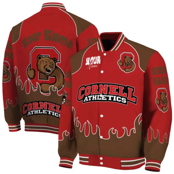 customized cornell big red fire graphic red jacket fashion forward
