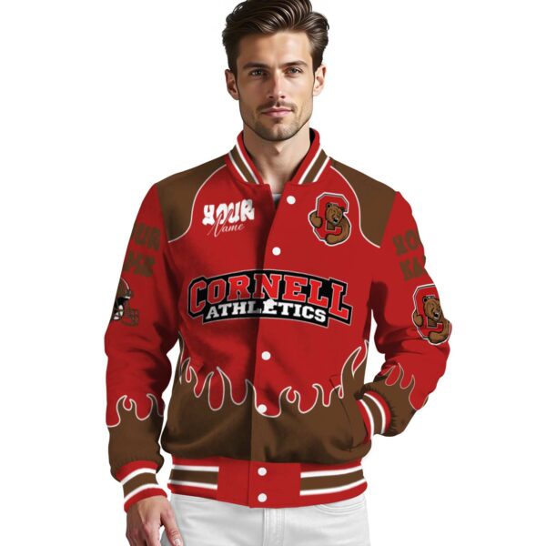 customized cornell big red fire graphic red jacket high quality