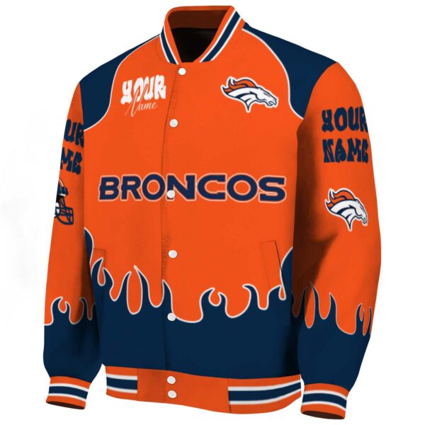 customized denver broncos fire graphic orange jacket best selling