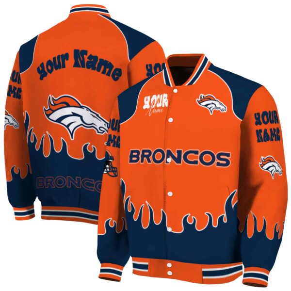 customized denver broncos fire graphic orange jacket fashion forward