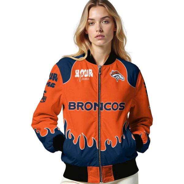 customized denver broncos fire graphic orange jacket latest model