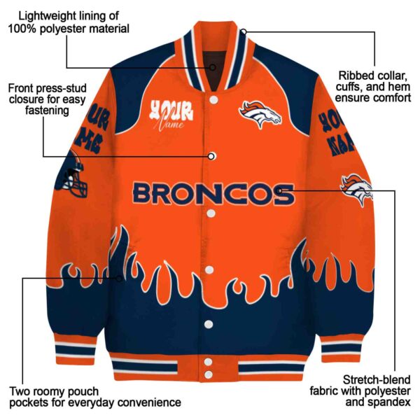 customized denver broncos fire graphic orange jacket new arrival