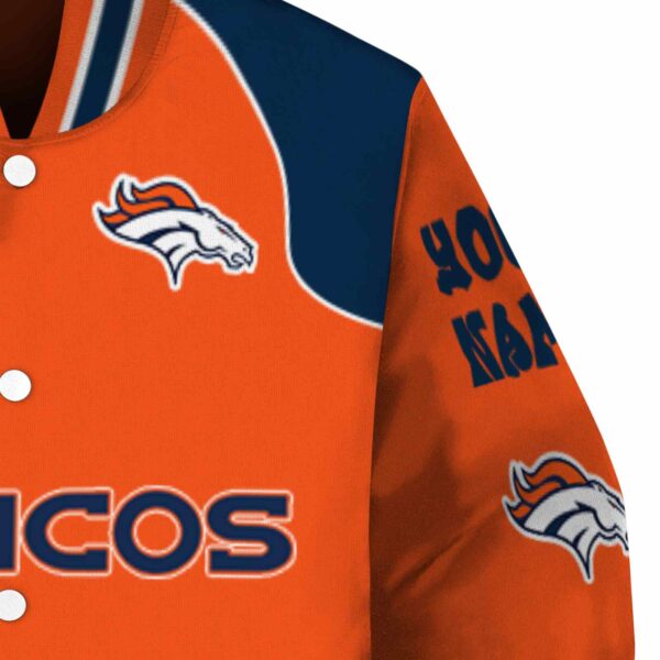 customized denver broncos fire graphic orange jacket premium grade