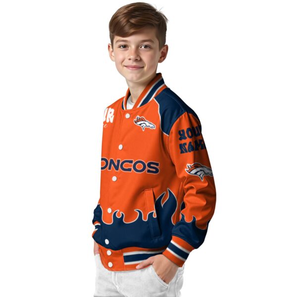 customized denver broncos fire graphic orange jacket trendy