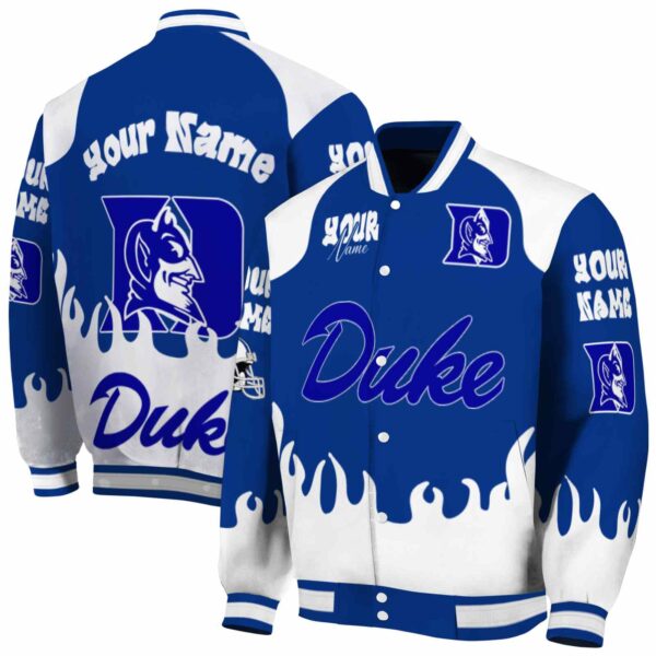customized duke blue devils fire graphic blue jacket fashion forward