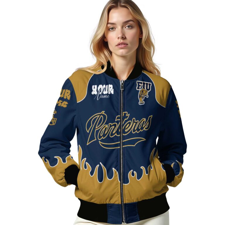 customized fiu panthers fire graphic blue jacket latest model
