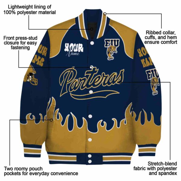customized fiu panthers fire graphic blue jacket new arrival