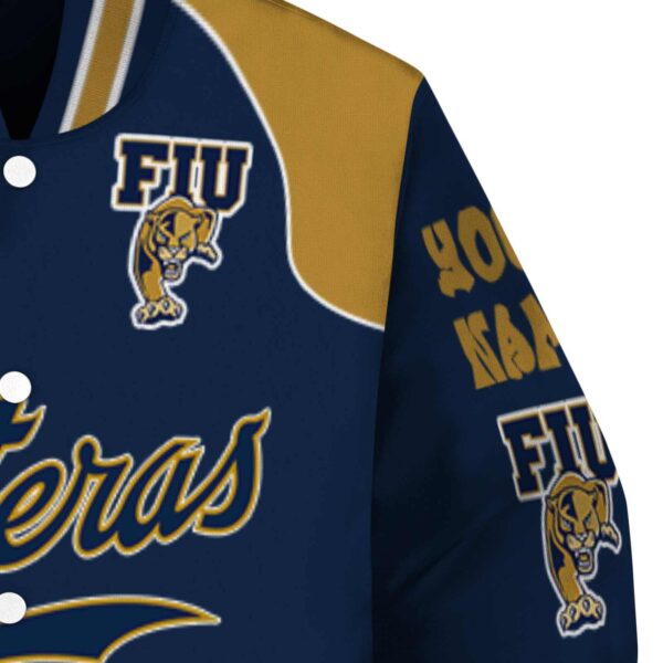 customized fiu panthers fire graphic blue jacket premium grade